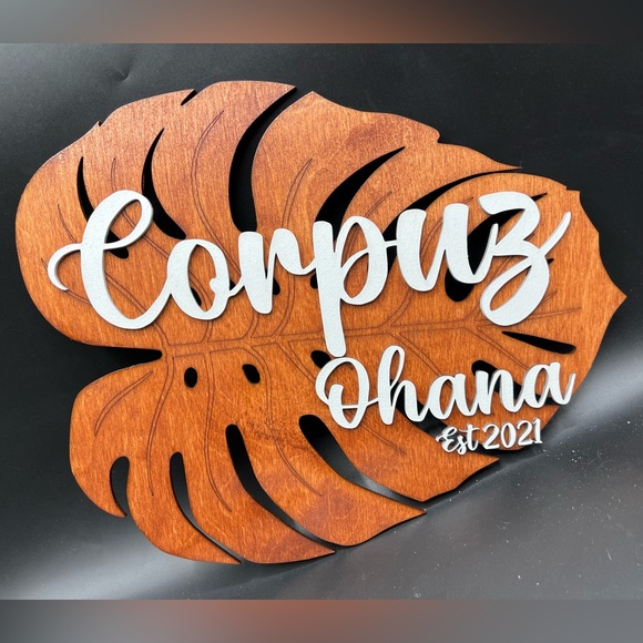 CUSTOM OHANA MONSTERA WOOD PLAQUE - Picture 3 of 3